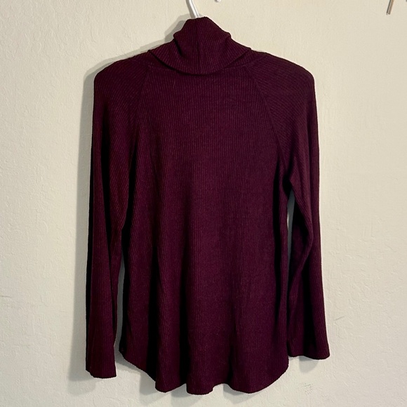 Maeve (Anthropologie)  Burgundy Cowl Neck Rib Knit Size XS Sweater - Picture 4 of 5